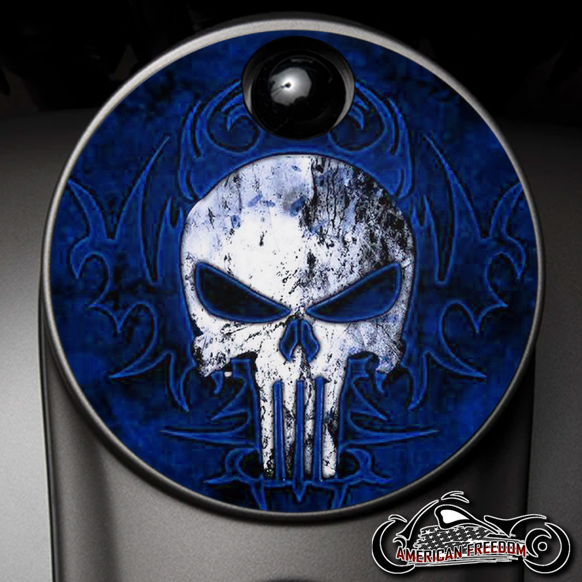 Custom Fuel Door - Punisher Blue Tribal BG